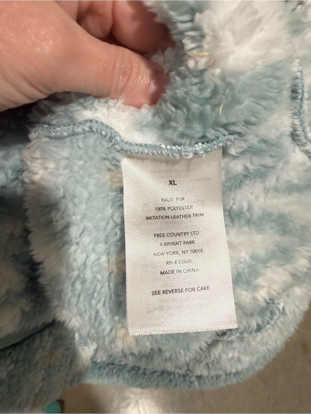 Free Country Plush Zip-Up Jacket in Mint, Cream & Tan - Picture 4 of 5